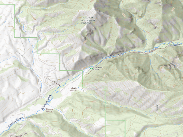 USGS topographic map of Palisades Creek