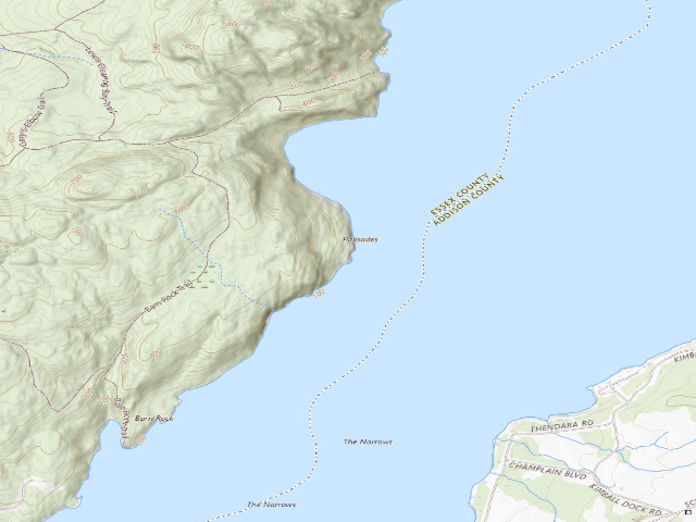 USGS topographic map of Pallisades Campsite [DEC #4468] (Split Rock Wild Forest)