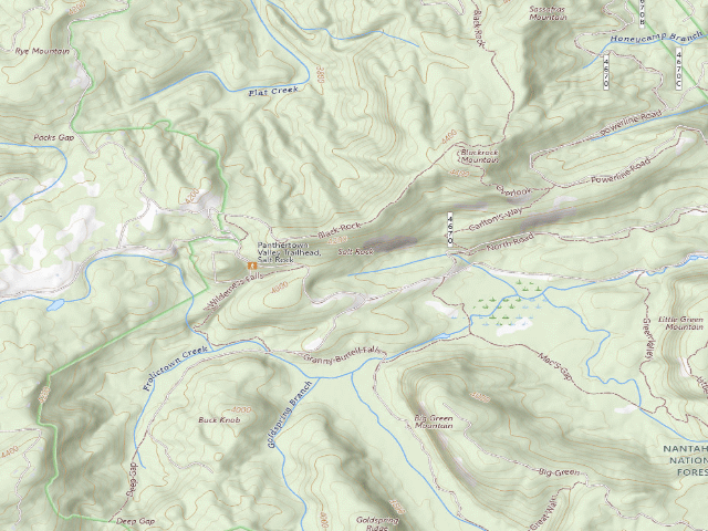 USGS topographic map of Panthertown Shelter