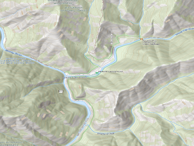 USGS topographic map of Paradise Campground