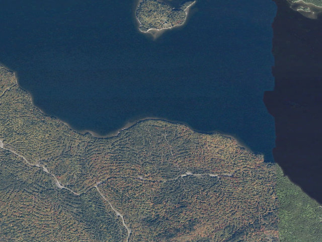 Aerial image of Paradise Cove (Moosehead Lake Shoreline Public Land)
