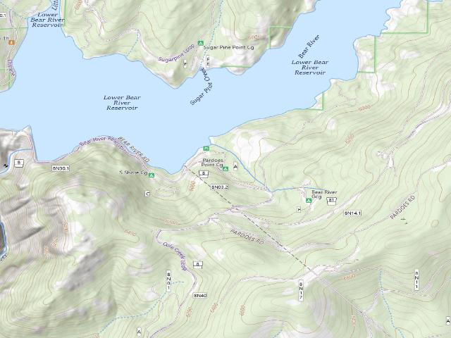 USGS topographic map of Pardoes Point Cg