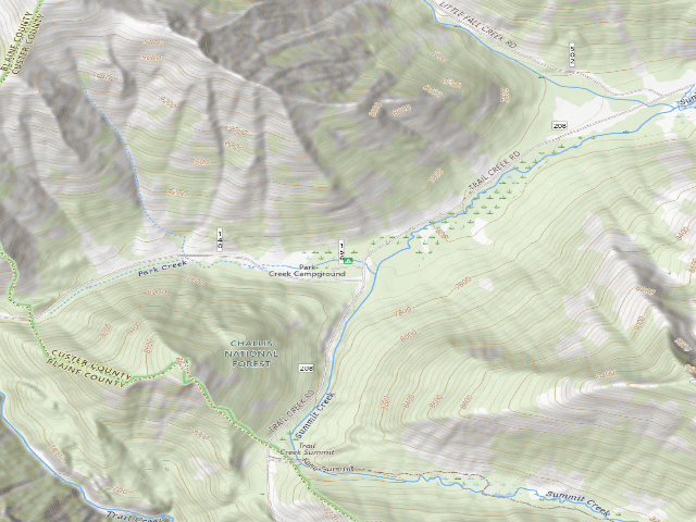 USGS topographic map of Park Creek Campground