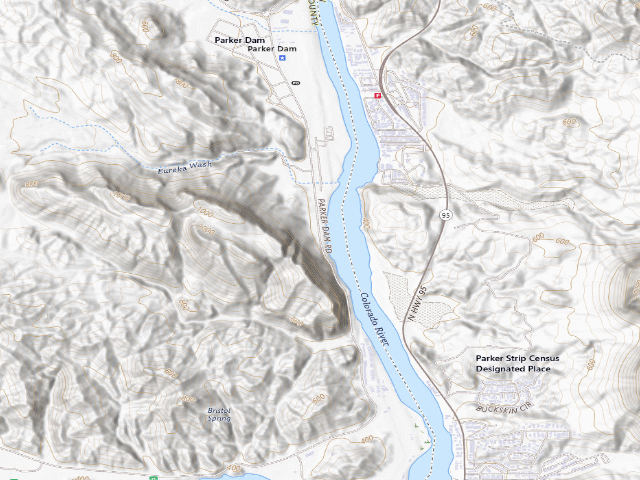 USGS topographic map of Parker Strip Recreation Area