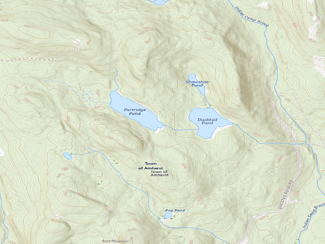 USGS topographic map of Partridge Pond (Amherst Mountains Community Forest)