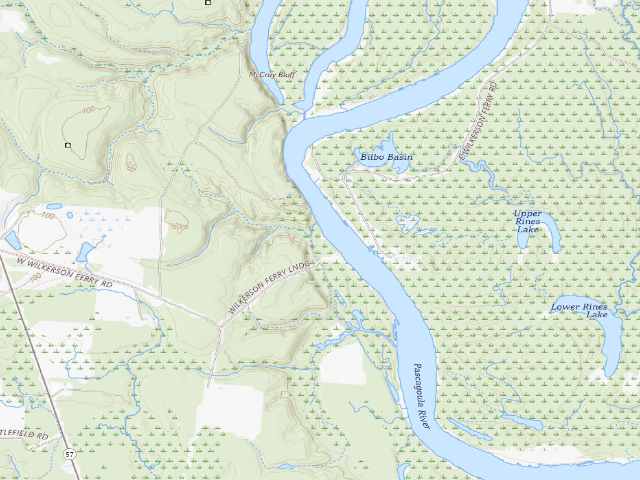 USGS topographic map of Pascagoula River WMA camp site 11