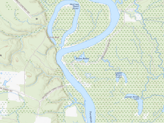USGS topographic map of Pascagoula River WMA camp site 12