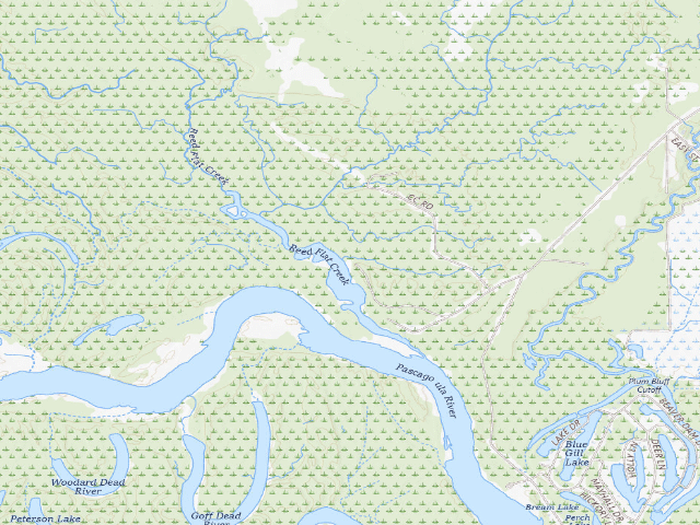 USGS topographic map of Pascagoula River WMA camp site 14