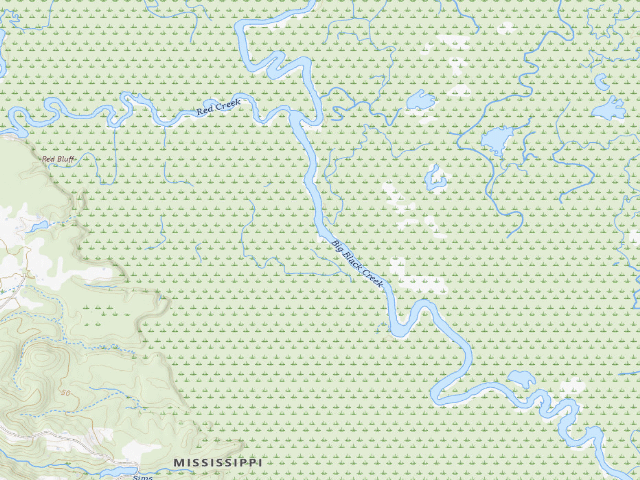USGS topographic map of Pascagoula River WMA camp site 19