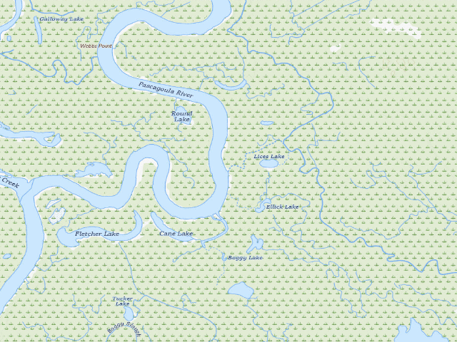 USGS topographic map of Pascagoula River WMA camp site 23