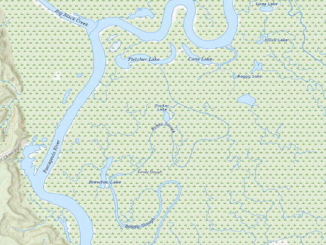 USGS topographic map of Pascagoula River WMA camp site 25