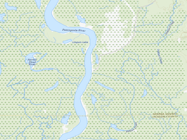 USGS topographic map of Pascagoula River WMA camp site 3