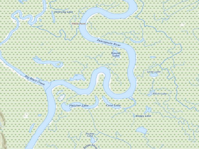USGS topographic map of Pascagoula River WMA camp site 5