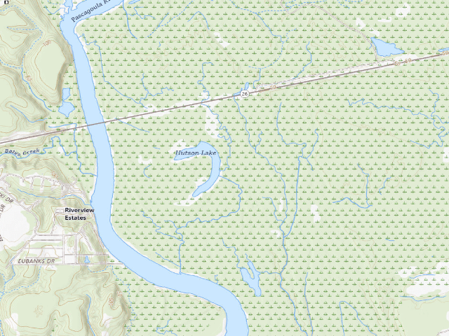 USGS topographic map of Pascagoula River WMA camp site 7