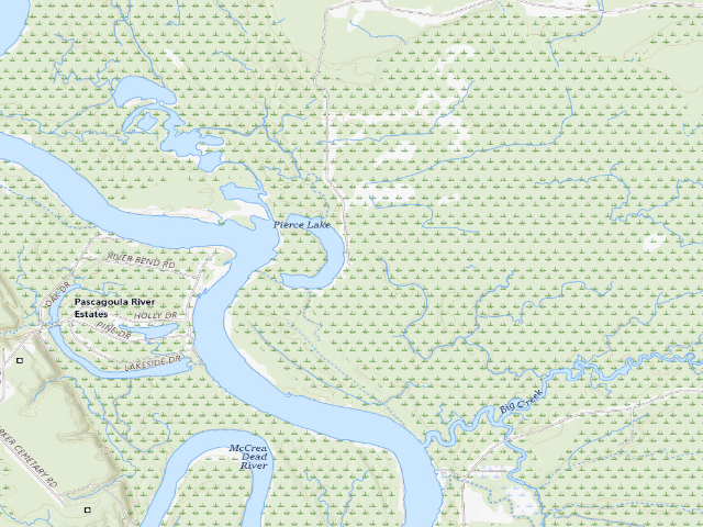 USGS topographic map of Pascagoula River WMA camp site 8