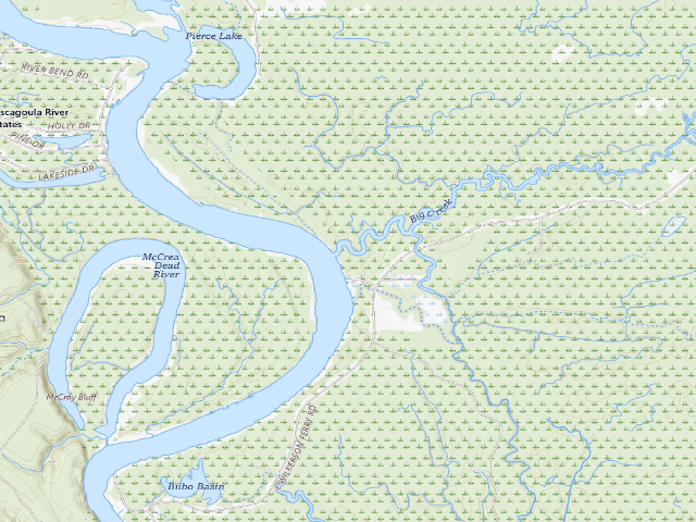 USGS topographic map of Pascagoula River WMA camp site 9