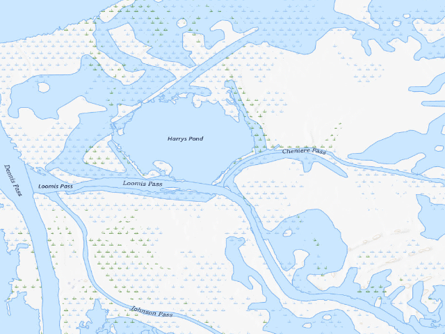 USGS topographic map of Pass-a-Loutre WMA camping area -- Loomis Pass 1st