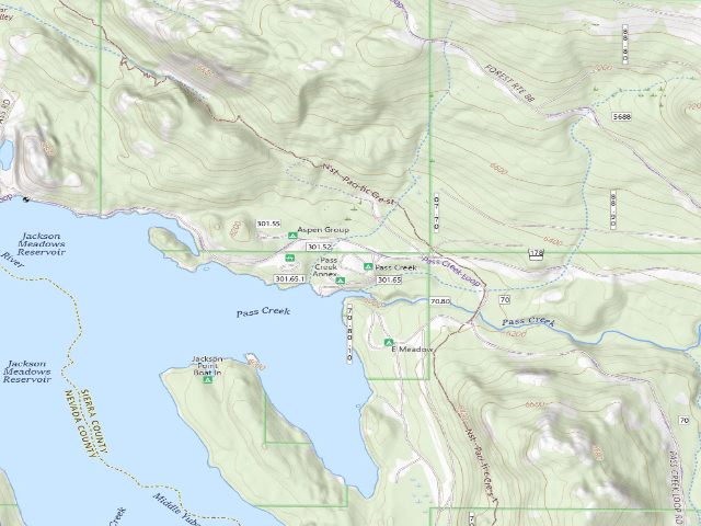 USGS topographic map of Pass Creek Campground