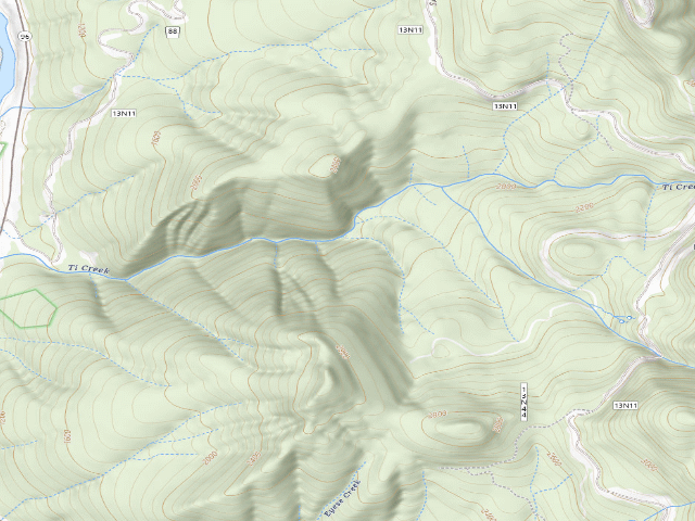USGS topographic map of Patrick Creek Camps