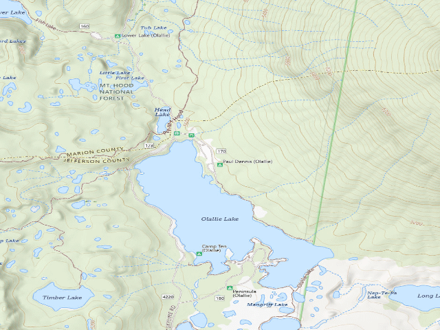 USGS topographic map of Paul Dennis (Olallie)