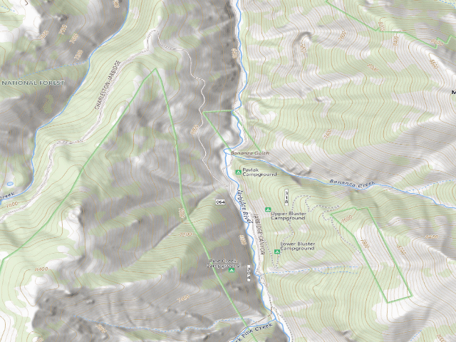 USGS topographic map of Pavlak Campground