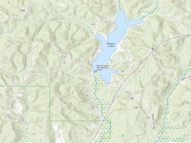 USGS topographic map of Payne Lake Recreation Area