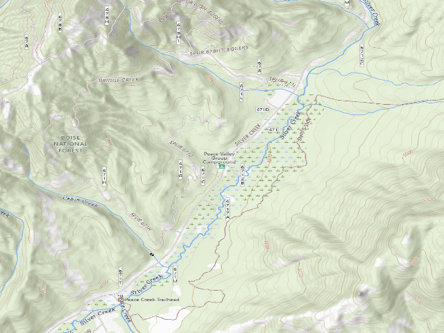 USGS topographic map of Peace Valley Group Campground