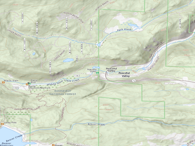 USGS topographic map of Peaceful Valley