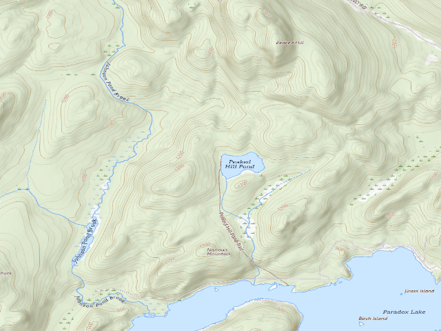 USGS topographic map of Peaked Hill Pond Tentsite [DEC #18355] (Hammond Pond Wild Forest)