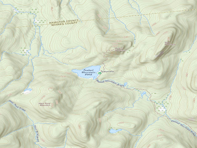 USGS topographic map of Peaked Mt Pond Campsite 1 (Siamese Ponds Wilderness)