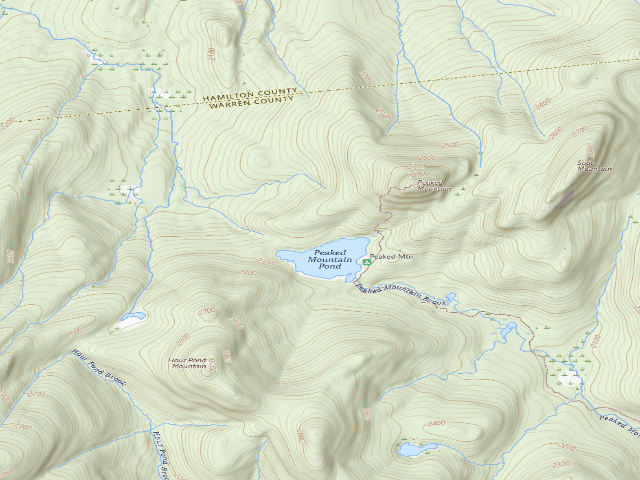 USGS topographic map of Peaked Mt Pond Campsite 2 (Siamese Ponds Wilderness)