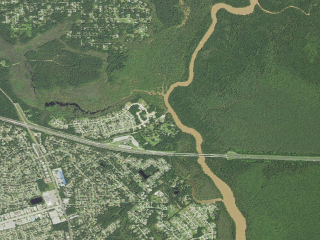 Aerial image of Pearl River WMA primitive camping -- Crawford Landing