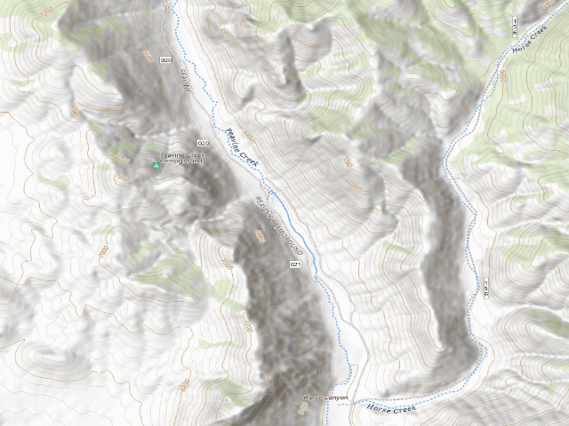 USGS topographic map of Peavine Creek Campground