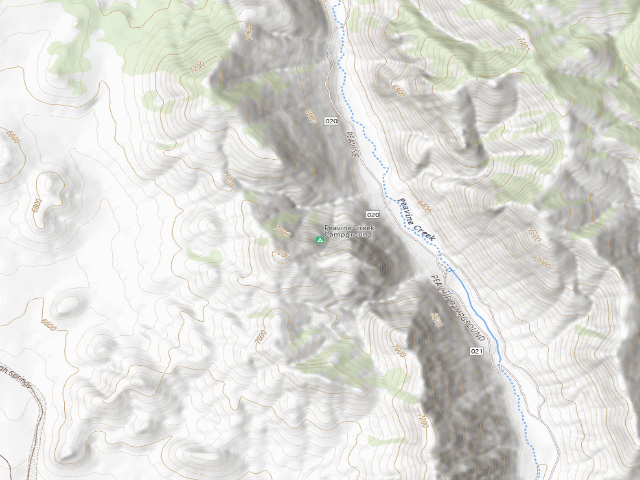 USGS topographic map of Peavine Creek Campground