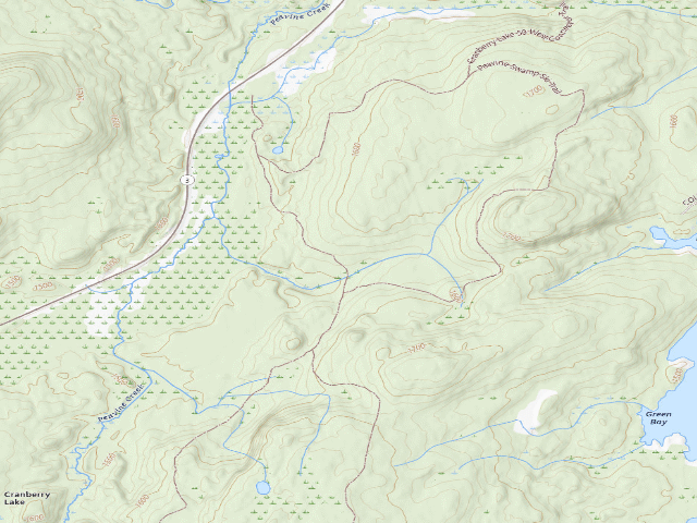 USGS topographic map of Peavine Swamp Loop 1 Campsite (Cranberry Lake Wild Forest)