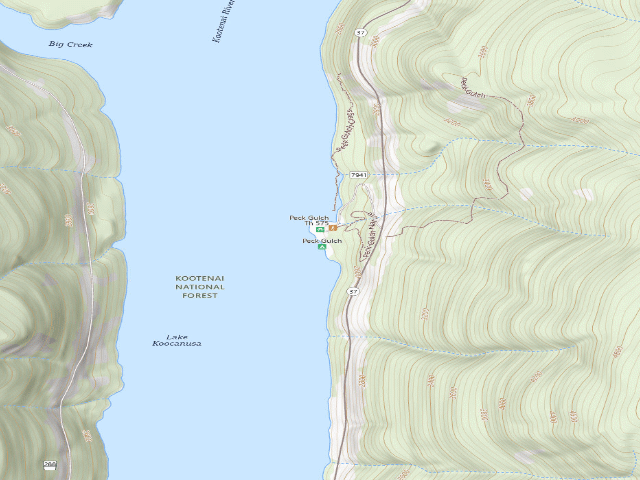 USGS topographic map of Peck Gulch Camprground