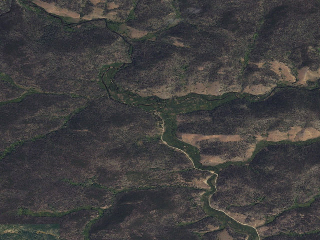 Aerial image of Pelton Creek