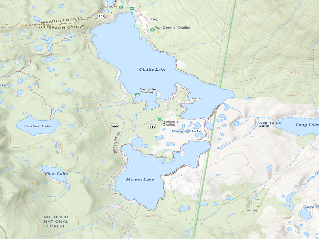 USGS topographic map of Peninsula (Olallie)