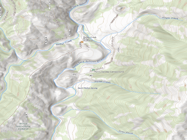 USGS topographic map of Penny Springs Campground