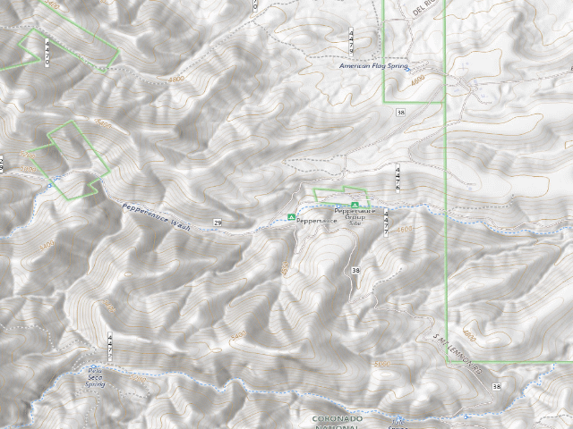 USGS topographic map of Peppersauce Campground