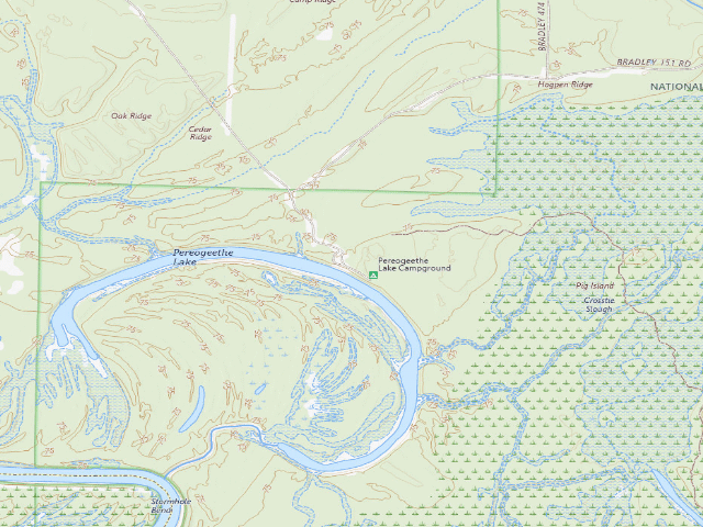 USGS topographic map of Pereogeethe Lake Camping Area