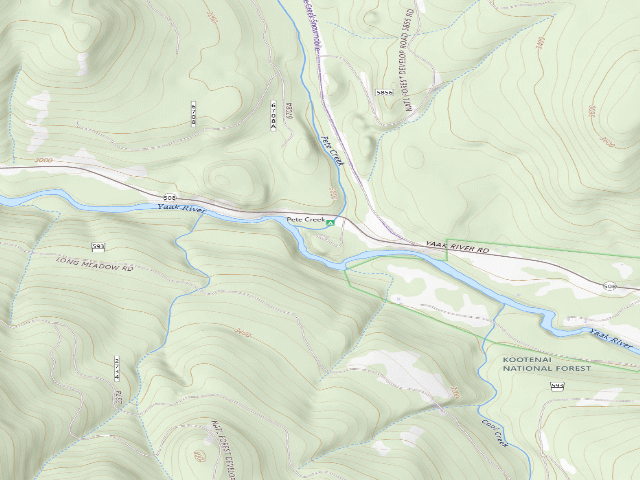 USGS topographic map of Pete Creek Campground