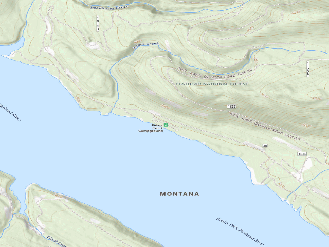 USGS topographic map of Peter's Creek Campground