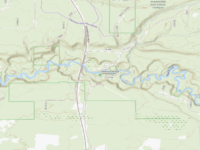 USGS topographic map of Peterson Bridge Campground
