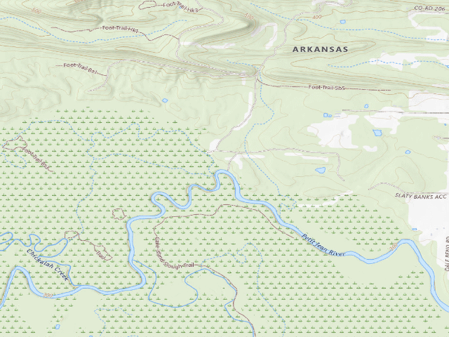 USGS topographic map of Petit Jean River WMA Camping Area #1