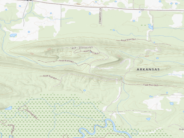 USGS topographic map of Petit Jean WMA Camping Area #2