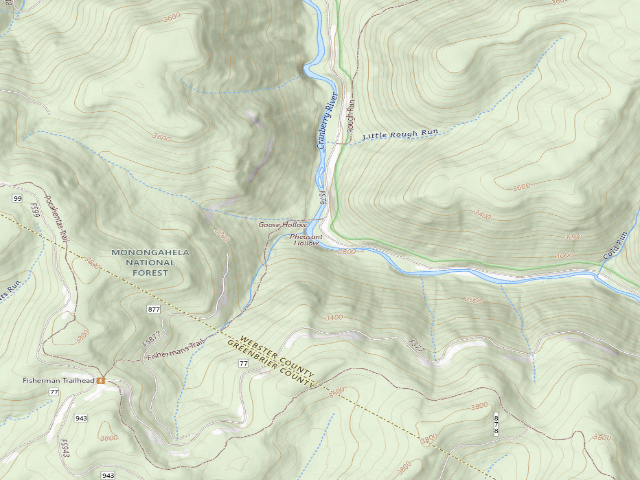 USGS topographic map of Pheasant Hollow Shelter