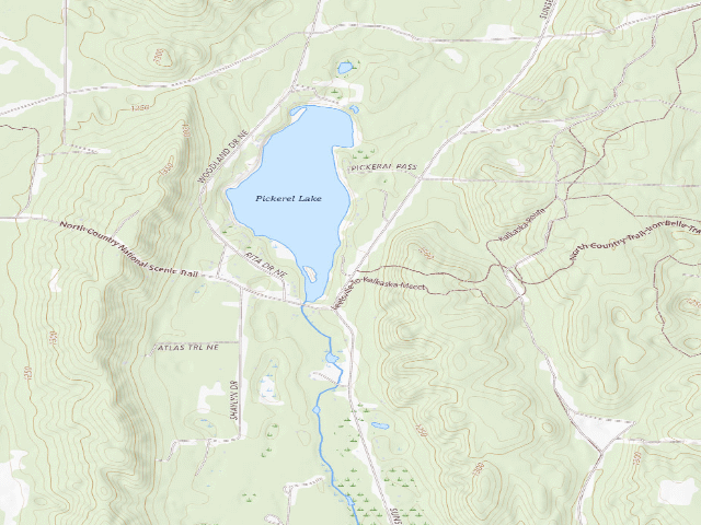 USGS topographic map of Pickerel Lake (Kalkaska) State Forest Campground