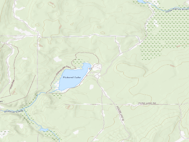USGS topographic map of Pickerel Lake (Otsego) State Forest Campground