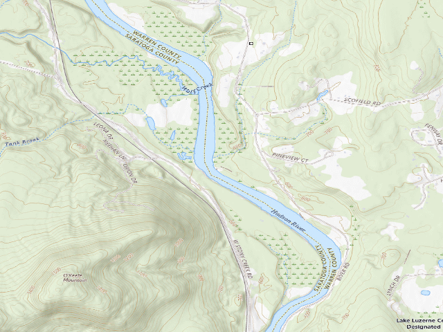 USGS topographic map of Pikes Beach Campsite 4 (Lake George Wild Forest)